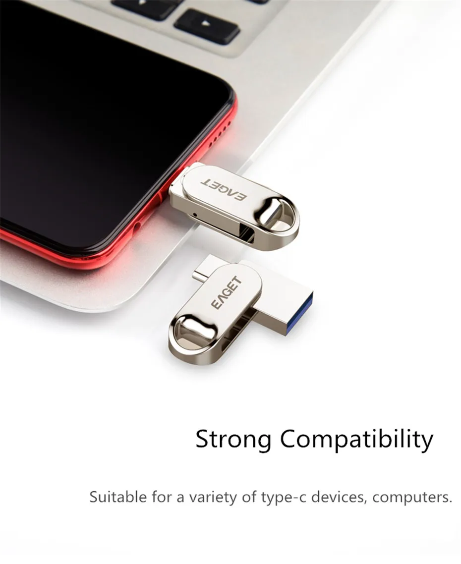 Eaget CU30 USB флеш-накопитель 32 Гб 64 Гб 128 Гб металлический флеш-накопитель 64 Гб type-C Мини-флеш-диск cle Usb 3,0 Флешка 128 ГБ USB флешка