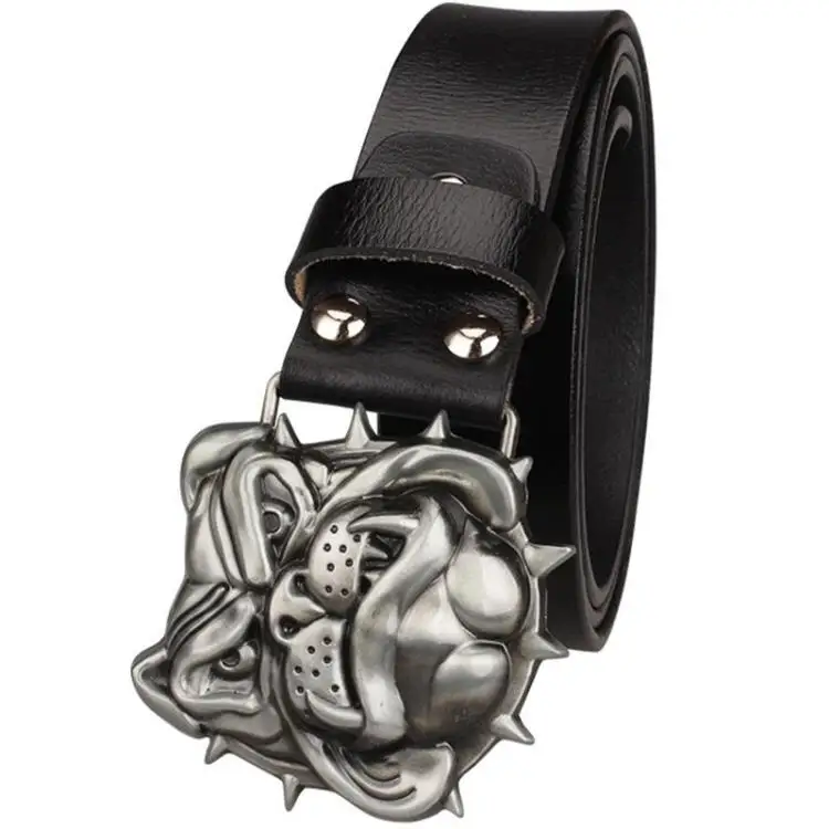 Ремень мужской из натуральной кожи Модный ковбойский пояс с металлической