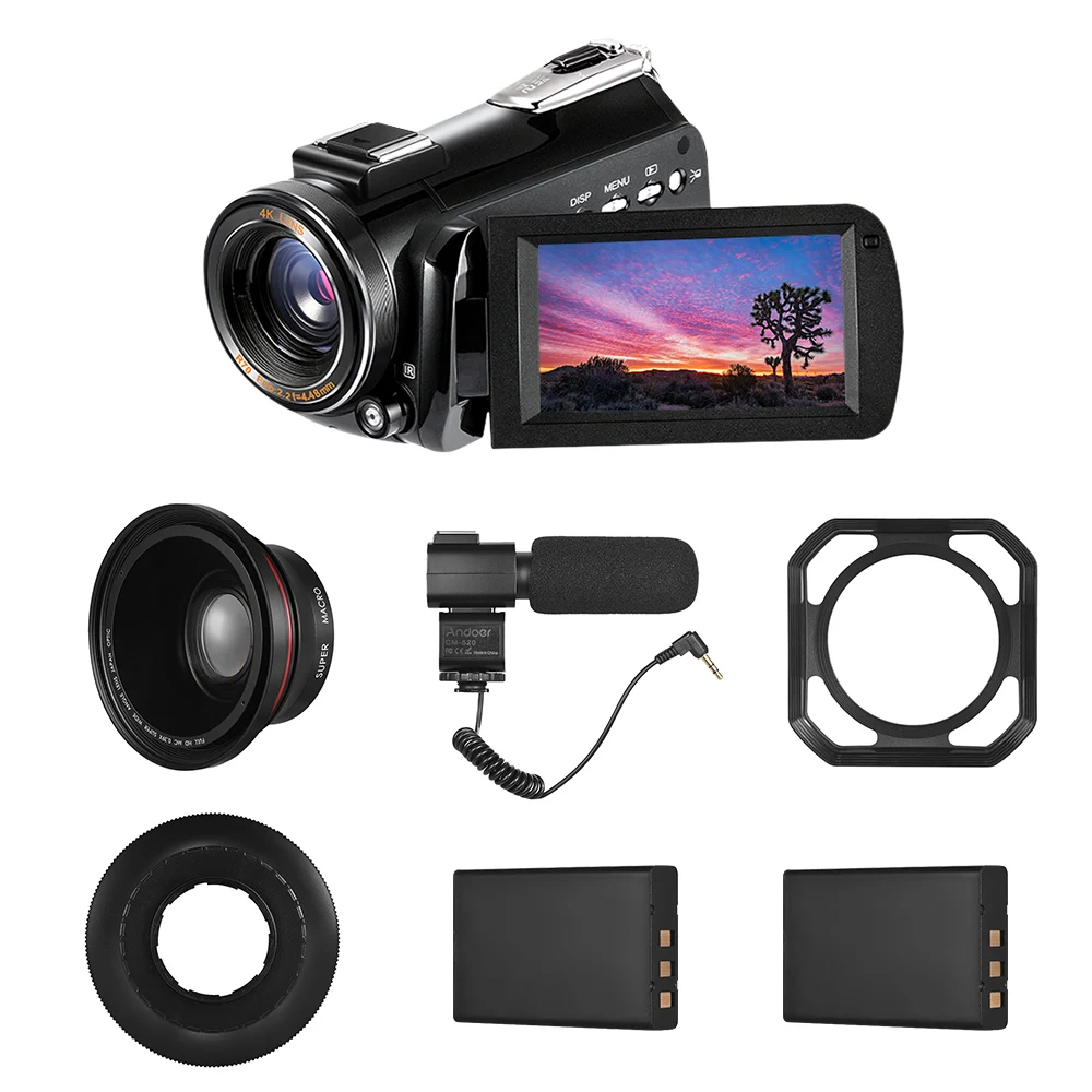 Andoer AC3 24MP Цифровая видеокамера WiFi IR 3 0 &quotLCD с 2 шт. батареями + Экстра 0.39X