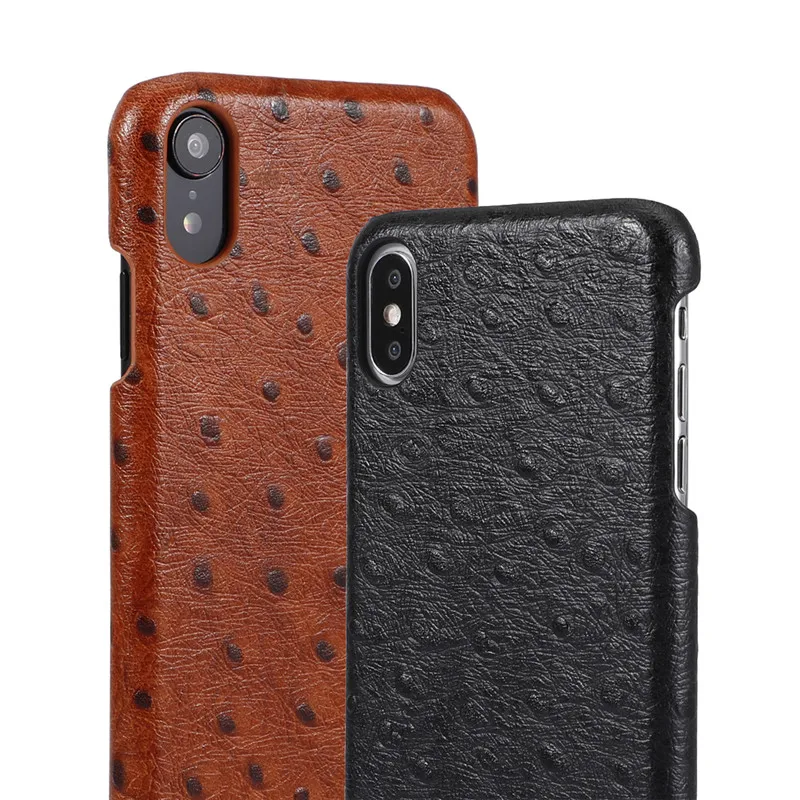 Роскошные Чехлы из натуральной кожи для iphone X XR XS Xs Max Ostrich Grain чехол 7 8 Plus