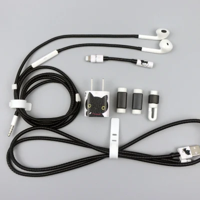 Белый Обновленная версия USB защитный кабель Стикеры для намотки Кабельный органайзер тпу спиральный usb-шнур с зарядным устройством для Iphone для Apple iPhone 7 Plus 8 X - Цвет: Белый