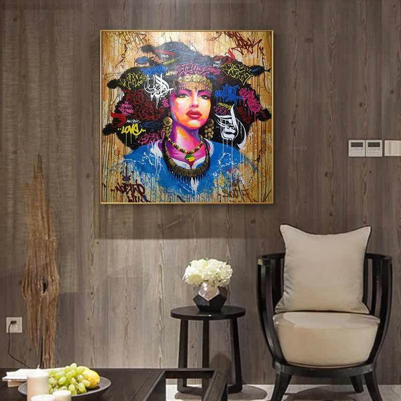 Wall art painting pictures Portrait Africa American Graffiti poster Canvas Printings decoration Unframed | Дом и сад