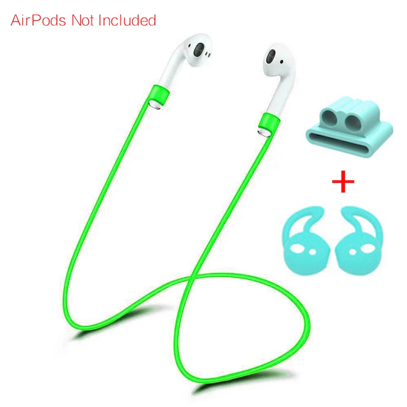 3 in 1-green Аксессуары для наушников, наушники-вкладыши, колпачки для Apple Airpods, Earpods, чехол, анти-потеря, держатель для Airpods TWS, i12 i9s, i30, i10, i7s - Цвет: 3 in 1-green