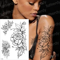 temporary tattoo black flower tattoo sleeves water transfer tatoo sticker peony rose tattoos body art sexy tatoo girl arm tatto