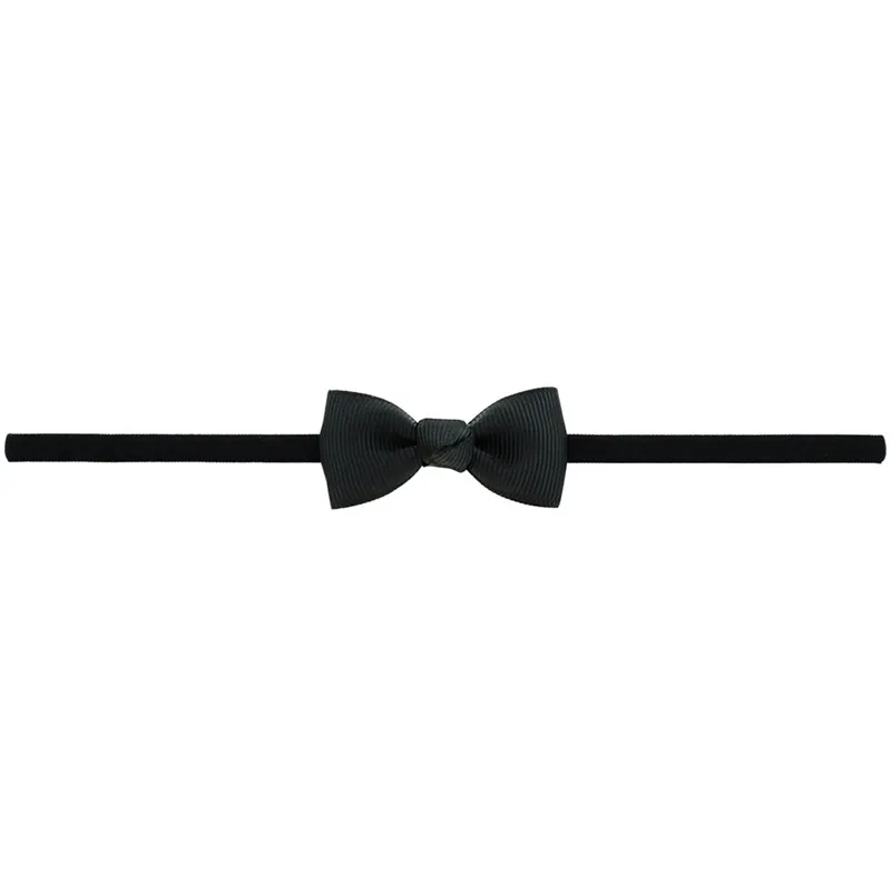 04 Black Маленькая мини-лента для новорожденных, повязка с бантом на голову для девочек, эластичные тонкие повязки для волос, детские украшения для волос - Цвет: 04 Black