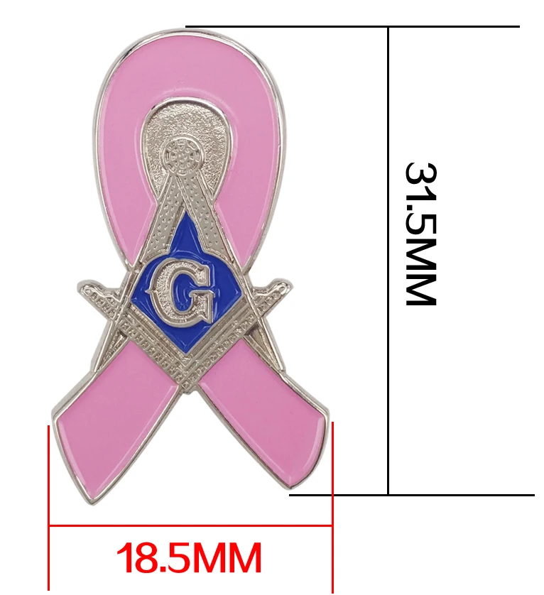 Masonic Square and C Предупреждение о раке груди Восточная звезда OES масонский угольник и циркуль Cardinal Bird Golf Clubs Fight Cross розовый значок в виде ленты - Окраска металла: Masonic Square and C