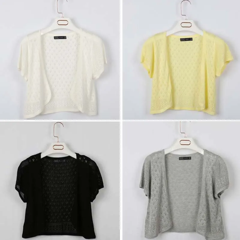 MLXSLKY Летний Новый вязаный тонкий женский полый маленький платок короткий рукав