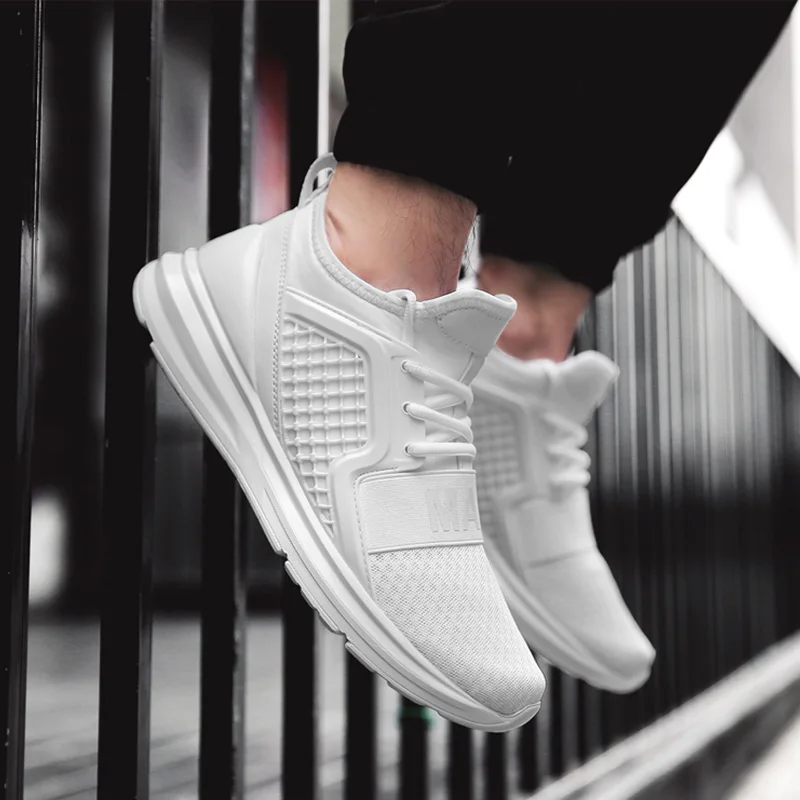 Мужские кроссовки унисекс Белые Повседневные из сетчатого материала на шнуровке