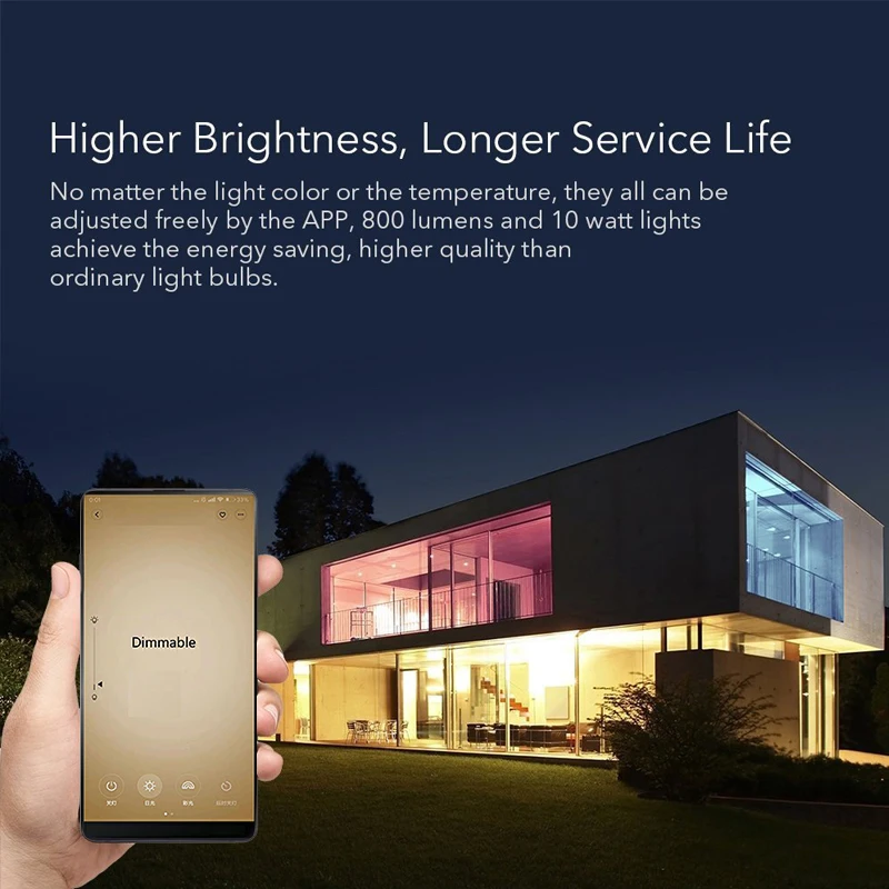 Xiaomi Светодиодная лампа E27 цветная лампочка 800 люмен Wifi приложение дистанционное