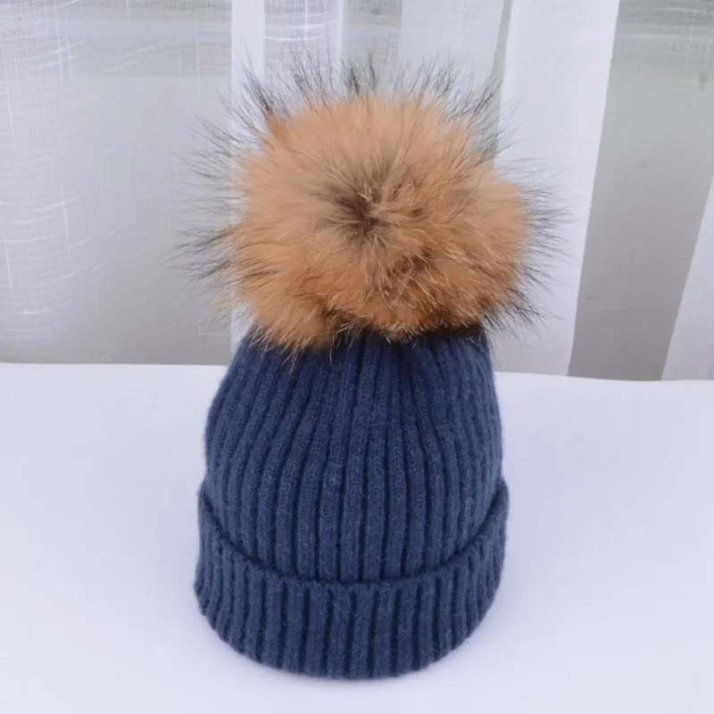 зимняя шапка для девочки мальчика шапочка с помпоном вязаная трикотажная бини