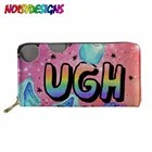 Длинный кошелек для женщин, Дамский бумажник из искусственной кожи с цветами и единорогом, дизайнерский брендовый Маленький Длинный Радужный дорожный держатель для денег