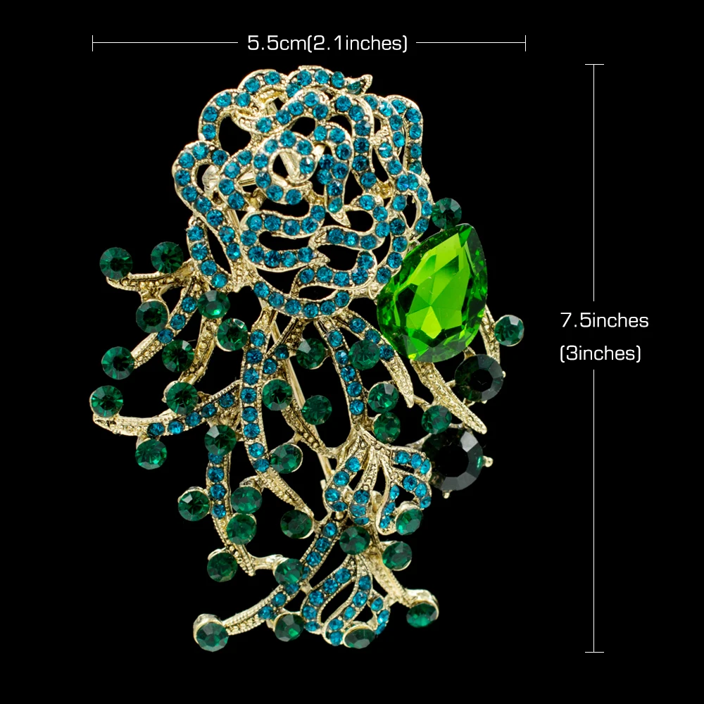 Модная Винтажная брошь в виде розового цветка с искусственными кристаллами