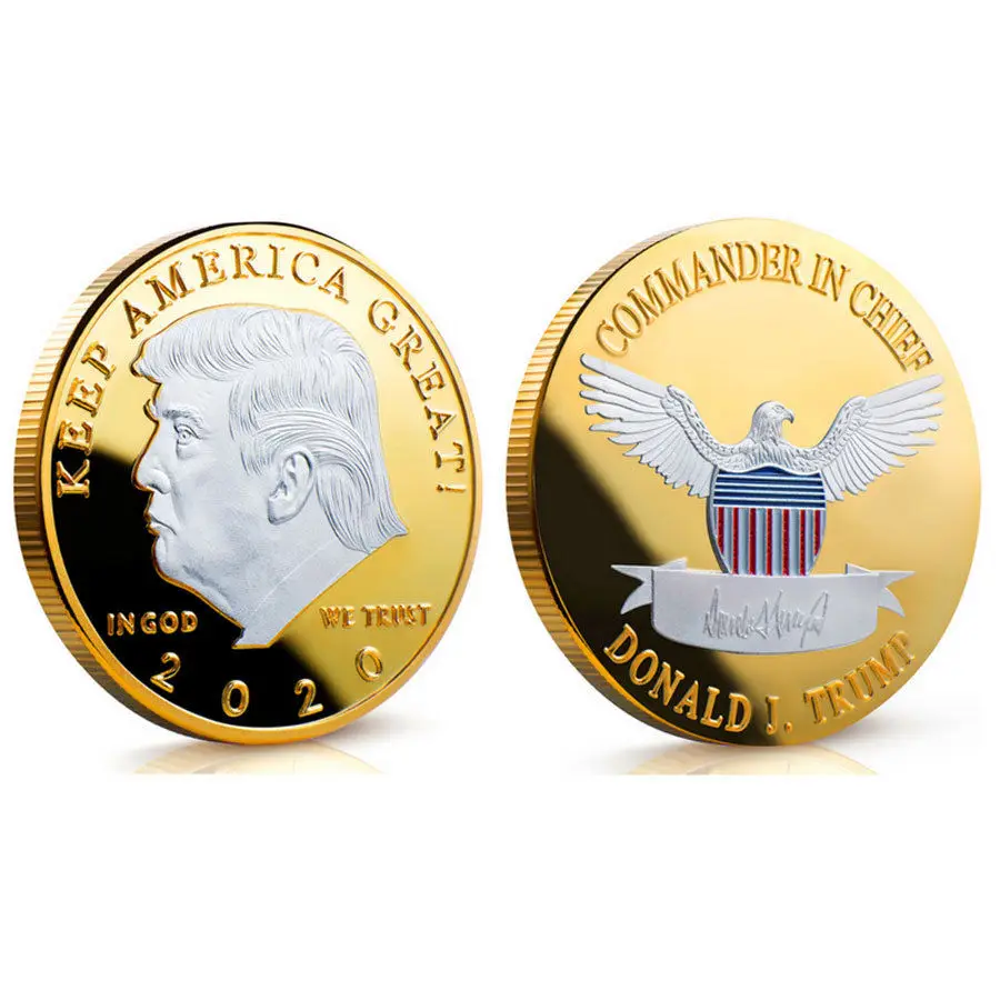 Silver Head 2 шт./компл. Трамп держать America Great два Цвет доказательство как 40 мм Монеты новые классные Трампа памятная монета собирать монеты - Цвет: Silver Head