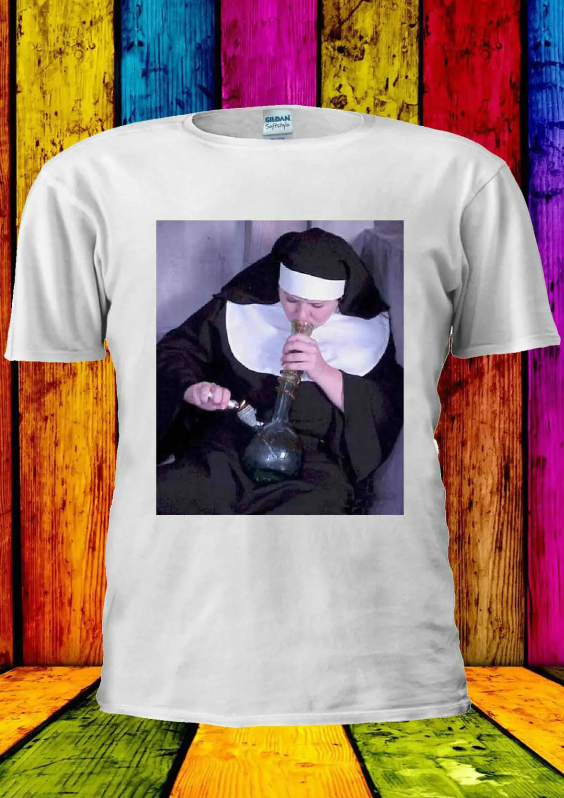 Nuns And & Bongs Weed Funny Smoking T-shirt VestMen Women Unisex 1328 summer o neck tee free shipping cheap | Мужская одежда
