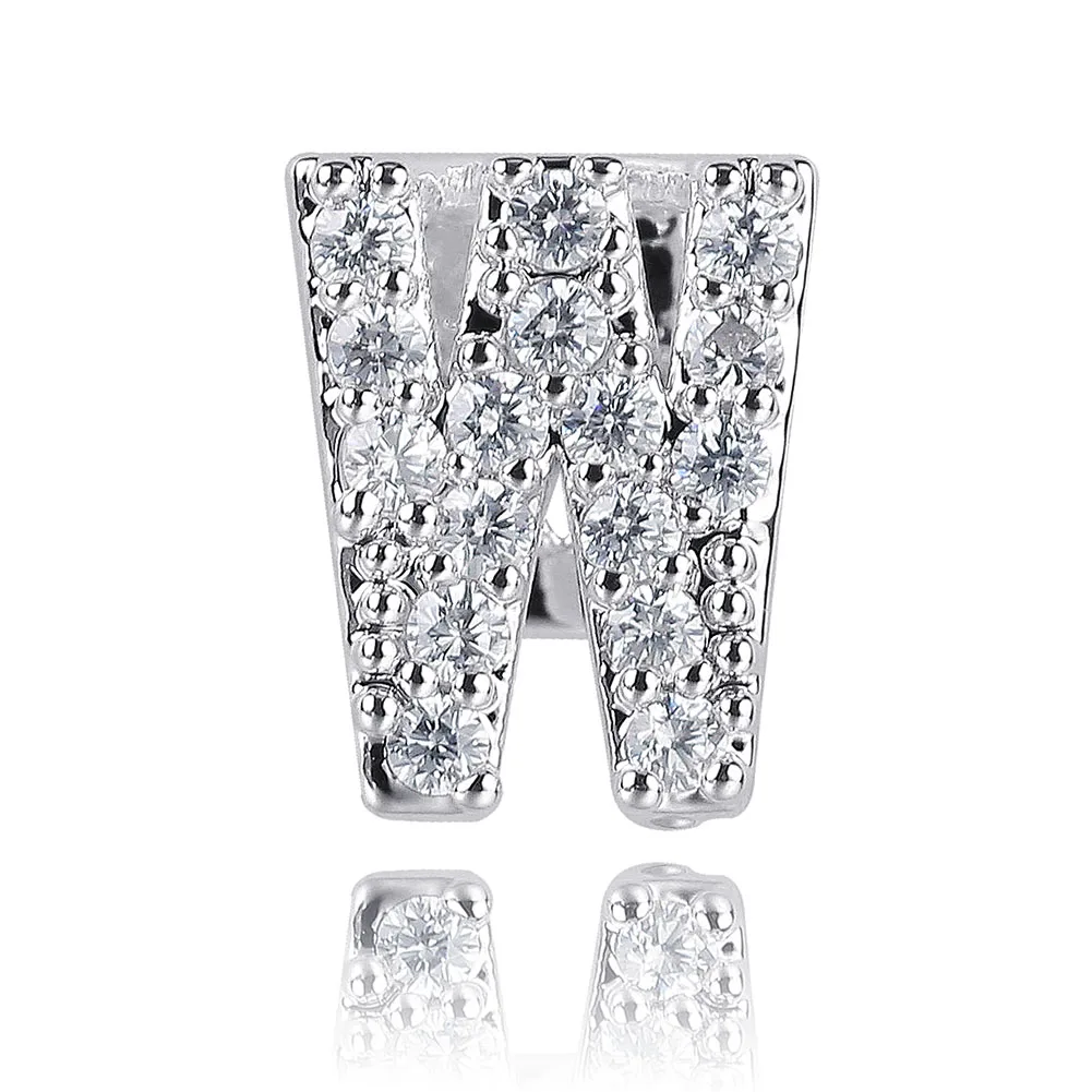 GUCY, новинка, хип-хоп, 26 букв, золото, серебро, зубы, Grillz, все, Iced Out, микро, Pave CZ зубья, грили с силиконом для рождественского подарка - Окраска металла: W