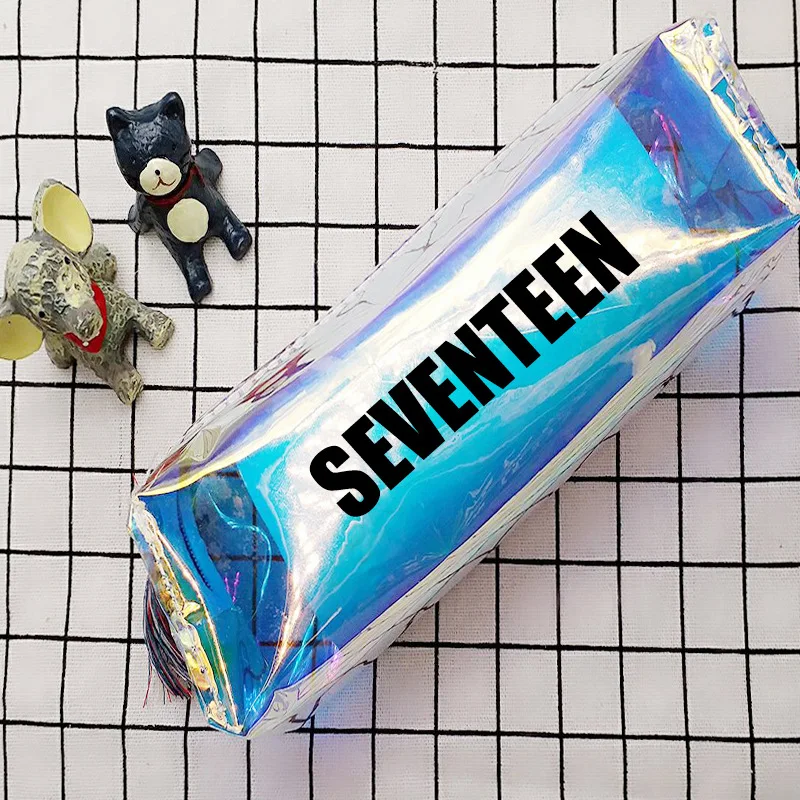 

[MYKPOP]SEVENTEEN Pencil Bag Laser Style Transparent Bag KPOP Collection SA18051412