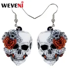 WEVENI акриловые серьги в виде цветка розы на Хэллоуин с черепом Висячие большие длинные модные ювелирные изделия в стиле панк для женщин девушек женские аксессуары