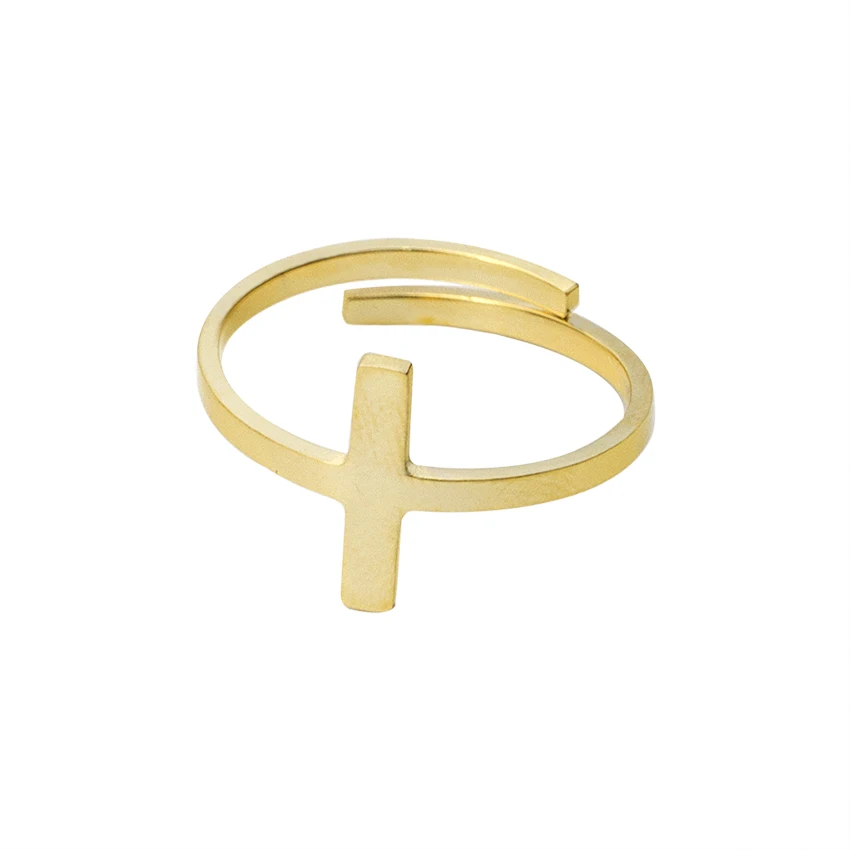 Простое кольцо с боковым крестом Регулируемые кольца из нержавеющей стали