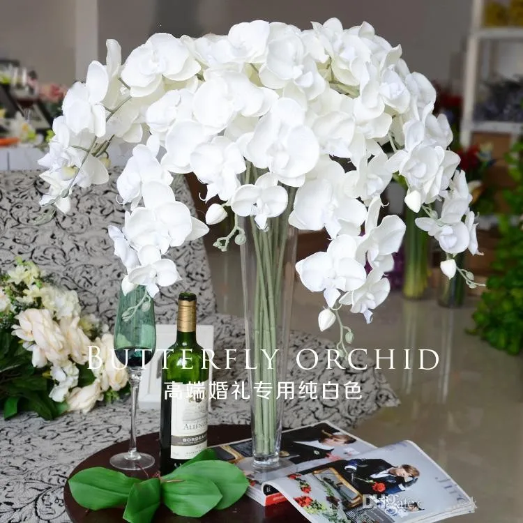 

Elegant Artificial Phalaenopsis Flowers Butterfly Orchid Bouquet For Home Ornament Wedding Decorations supply 90 cm/35" long