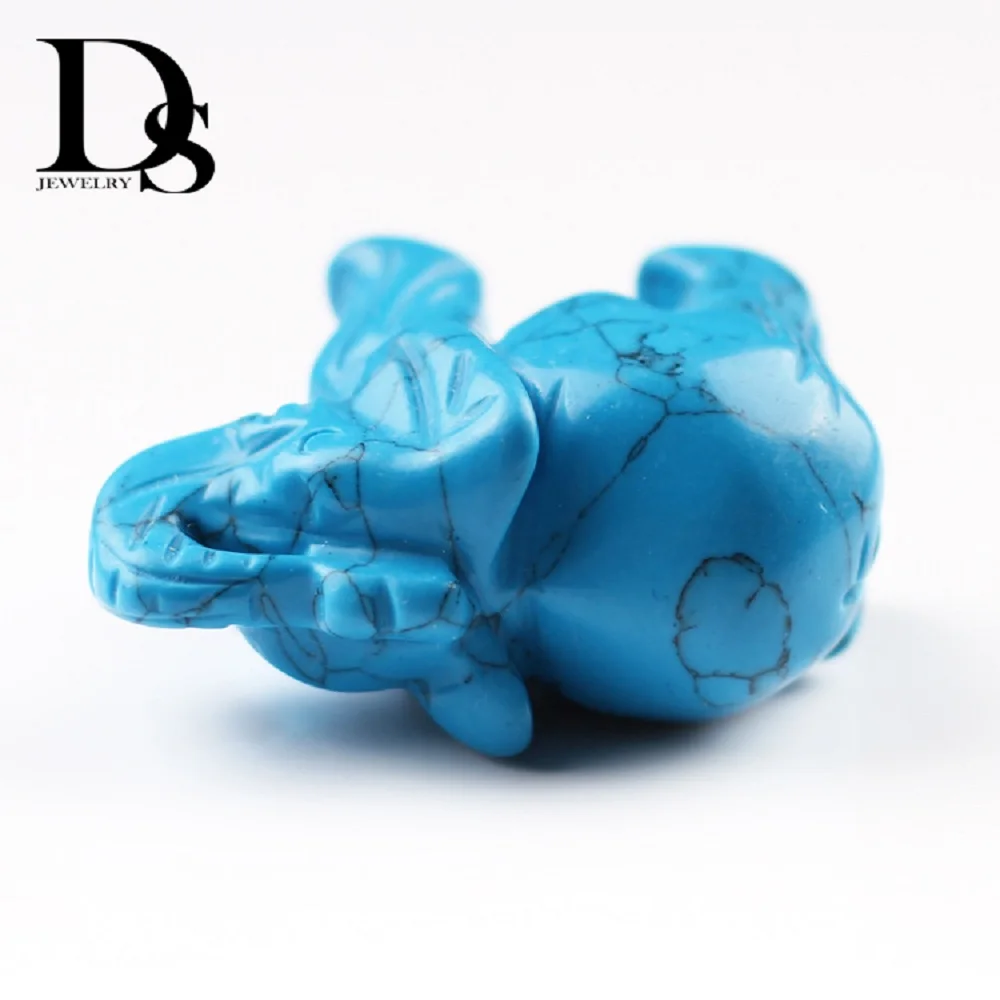 Натуральный голубой бирюзовый статуэтка слона хрустальные подвески Howlite Резные