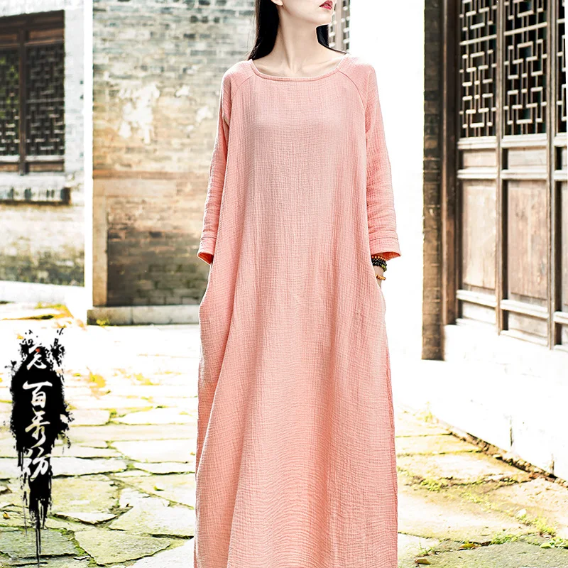Женское платье из хлопка и льна Mori Girl свободное в стиле ретро Robe Longue Ropa Mujer Saida De Praia