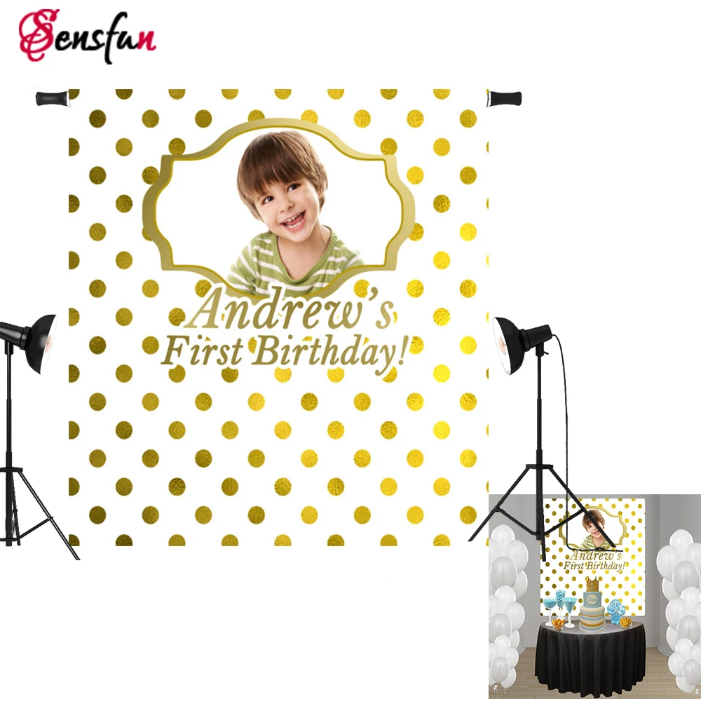 Фотофоны Sensfun в Золотой горошек для вечеринки Фотофон на день рождения стол торта