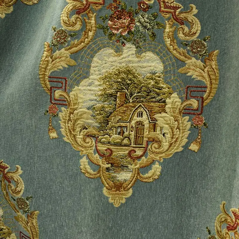 

Custom curtains High grade European style curtain luxurious living room Thick chenille jacquard cloth curtain valance tulle E876