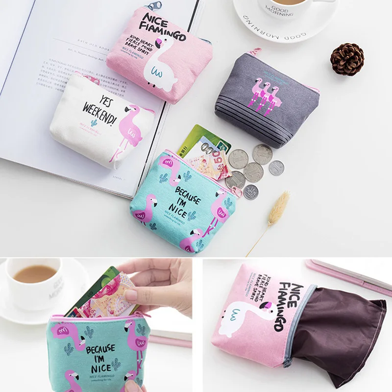 Простой тканевый студенческий кошелёк для монет с рисунками животных из