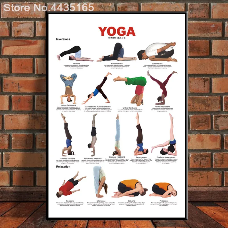 Тёмно-синий Йога Ashtanga диаграмма плакат Тренажерный зал Бодибилдинг упражнения плакаты и принты Холст Живопись стены Искусство для гостиной домашний декор - Цвет: Тёмно-синий