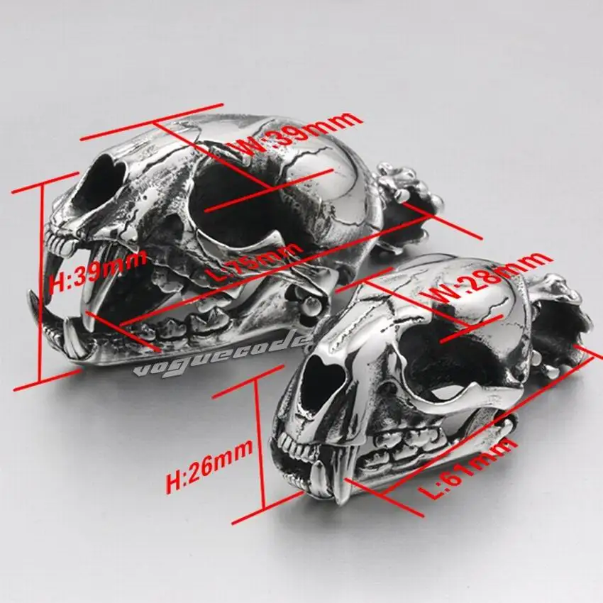 Small Size Огромный тяжелый 316L кулон из нержавеющей стали Лев Череп Мужская Байкерская рок-панк стиль рот Openable W031 стальное ожерелье 24 дюйма - Окраска металла: Small Size