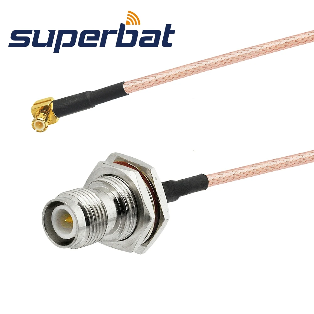 Supetbat MCX Male Right Angle to RP-TNC Female Bulkhead with O-ring Straight Cable RG316 15cm RF Coax Jumper Cable Assembly