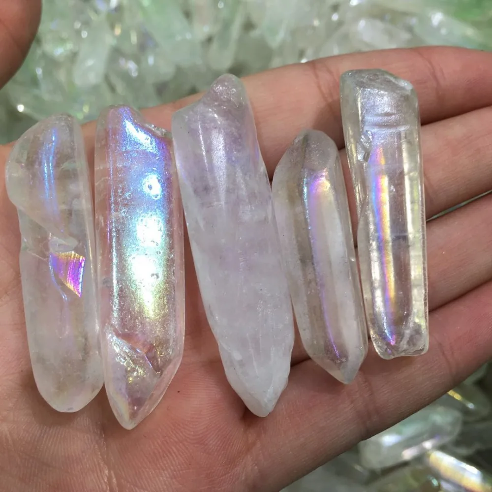 5 шт. Прямая поставка натуральный белый титановый кварцевый кристалл aura камень