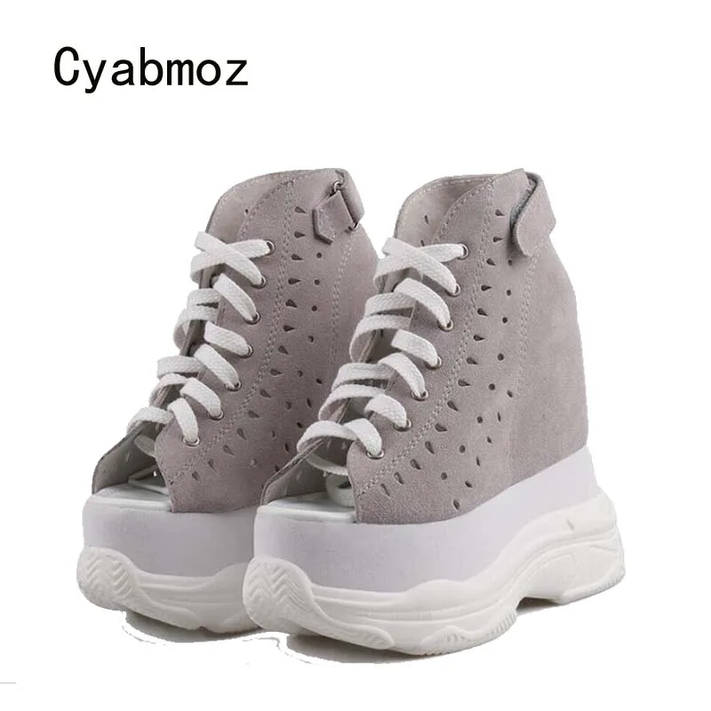 

Туфли Cyabmoz женские на платформе, пикантная дышащая обувь на высоком каблуке, повседневные теннисные туфли, с вырезами