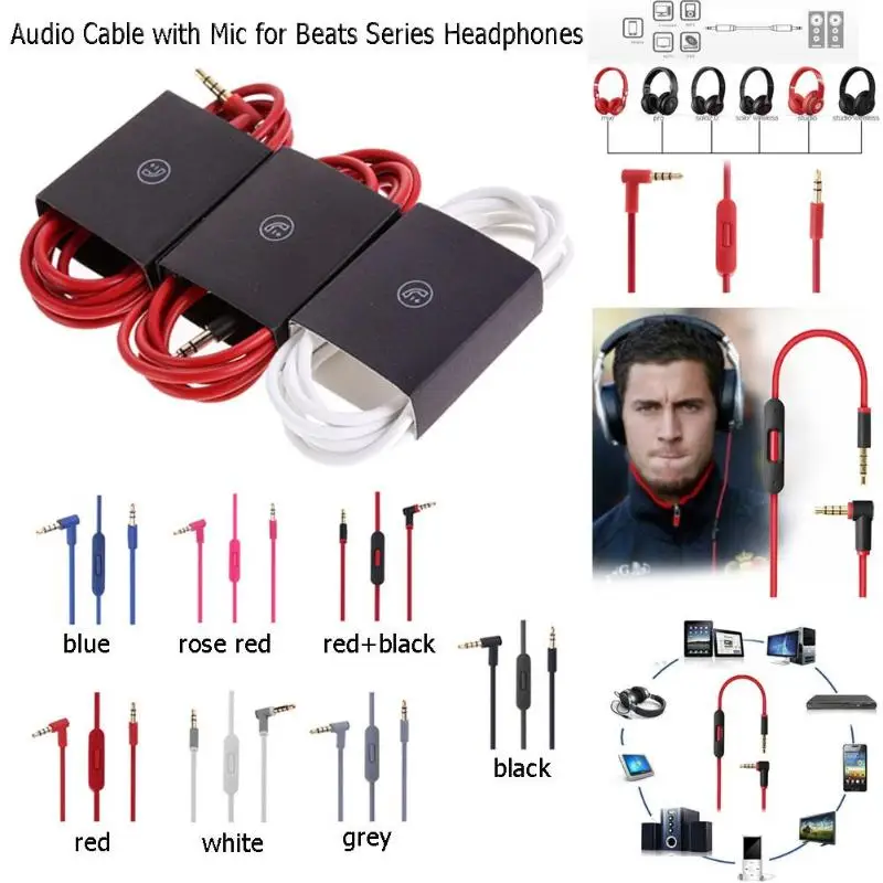 3.5mm Replacement 1.38m Audio Cable Cord Wire with Mic for Beats Headphones headset Solo/Studio/Pro/Executive | Электроника
