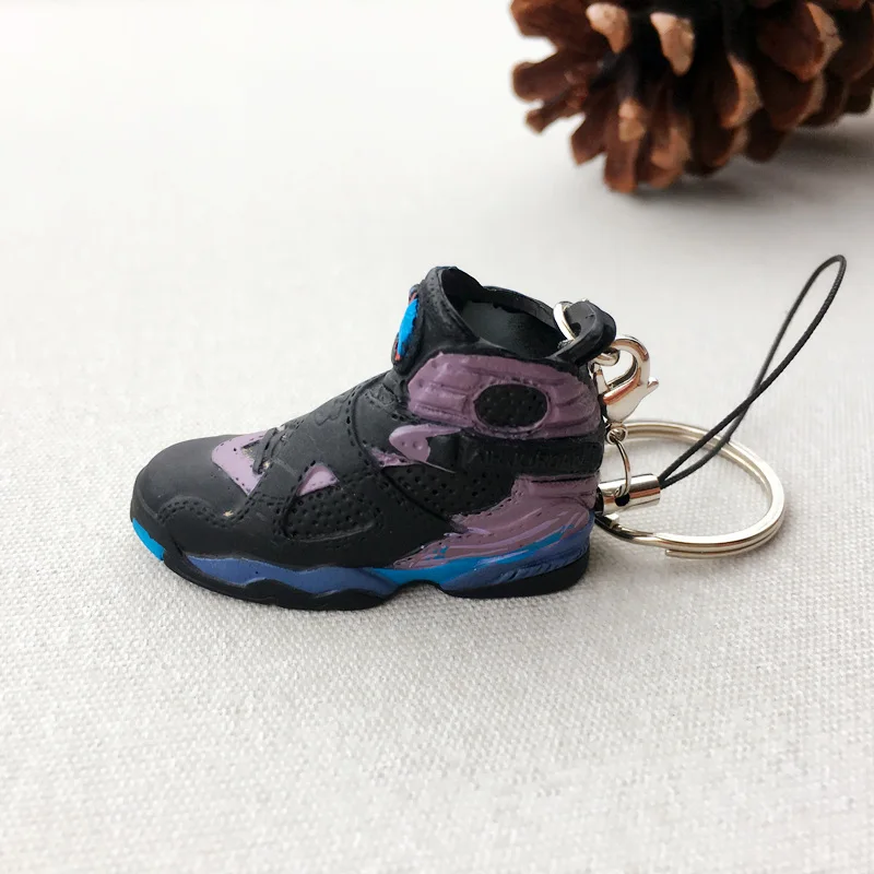 AJ8 aqua 3D мини-кроссовки, брелоки, ремешок для мобильного телефона, ремешок для iPhone, сумка для ключей, AJ, Баскетбольная обувь, модель, популярный подарок - Цвет: AJ8 aqua