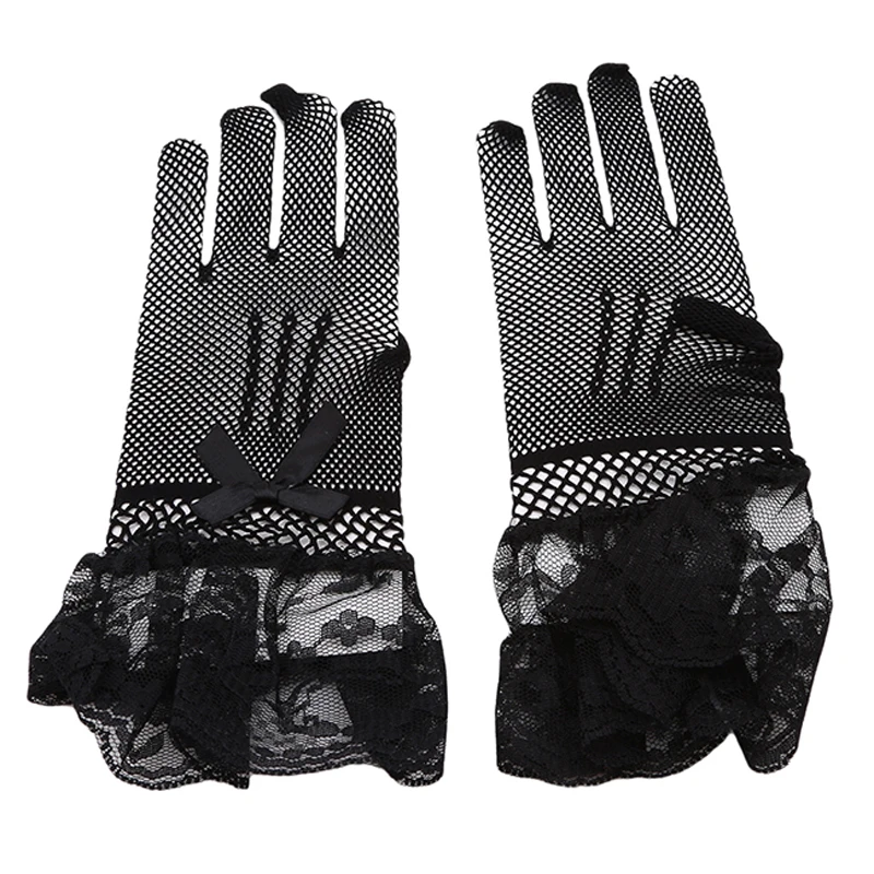 1 пара сетка из шнурков перчатки женские черные белые цвета Перчатки Элегантные