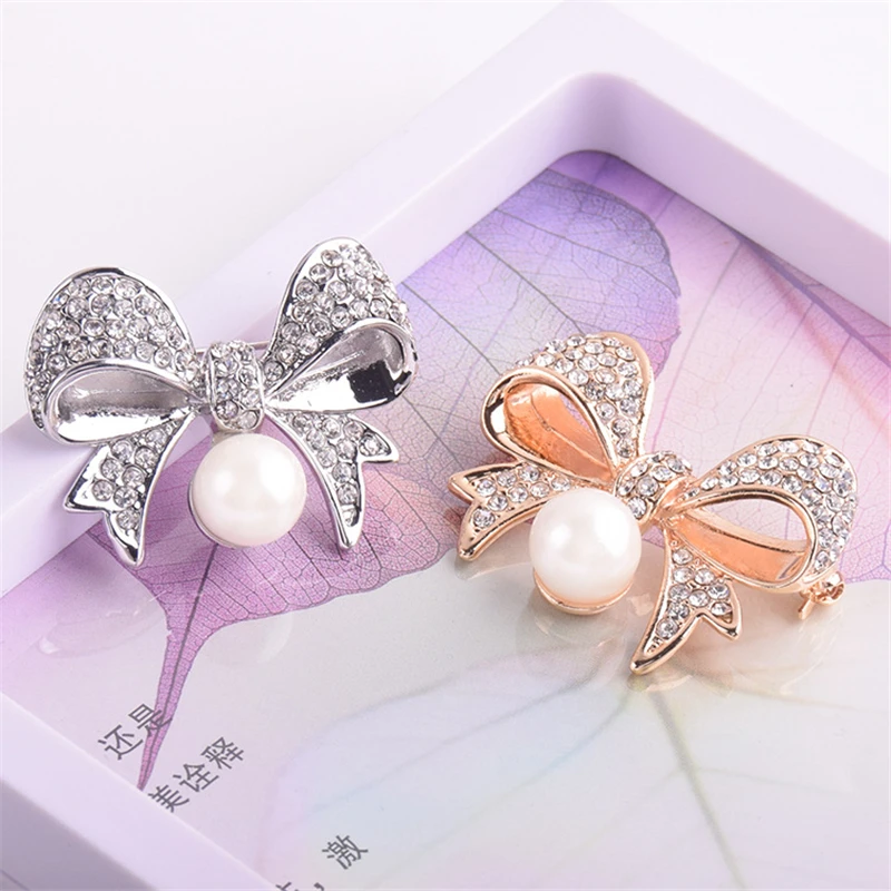 MAXSIN 1 шт. Кристалл бант-инкрустированный жемчуг-инкрустированный корсаж сплав