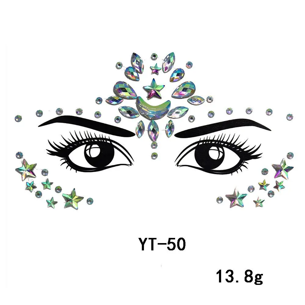 women Temporary Rhinestone Glitter Tattoo Stickers Face Jewels nightclub Party Makeup Flash Beauty Makeup Tools Body Jewels