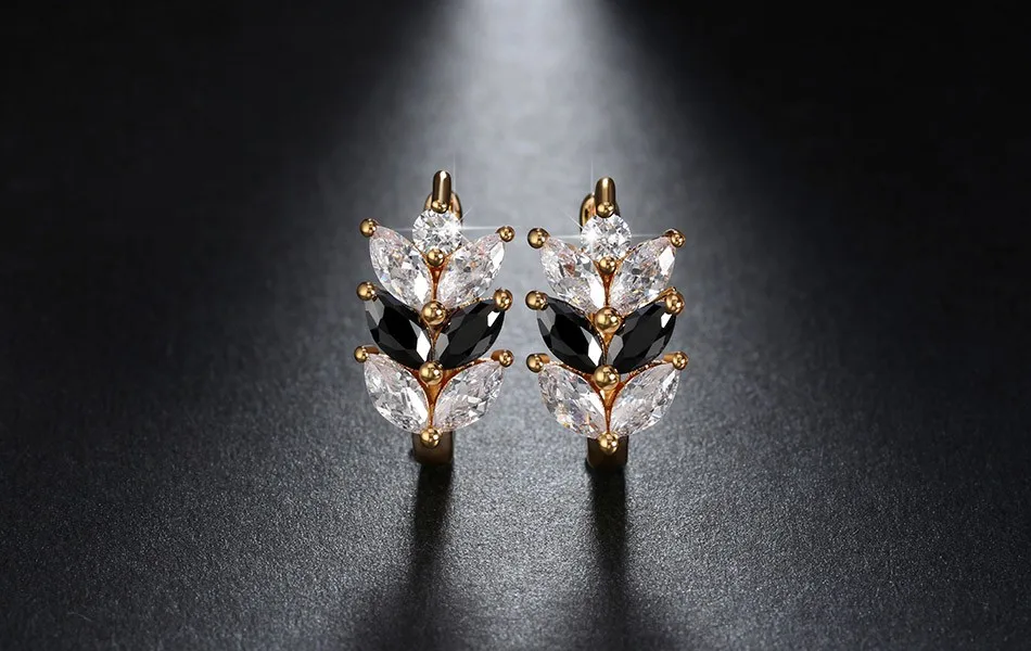 ORSA JEWELS Серебряный Цвет Стильные Серьги в Форме Листьев Огранка Маркиза ААА Австрийский Прозрачный Фианит Женские Модные Серьги-Гвоздики ОМЕ03