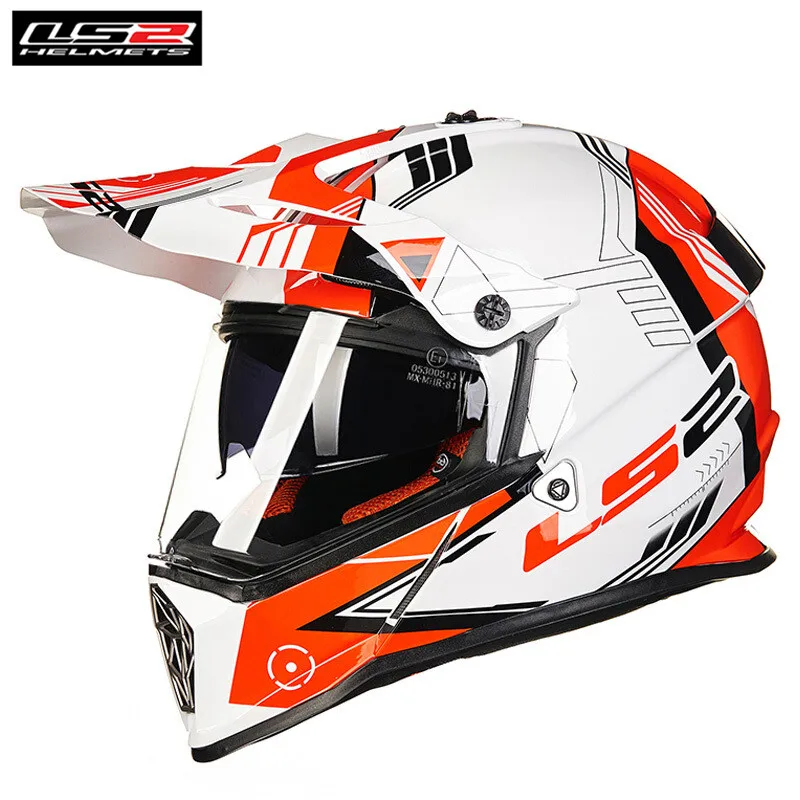 Trigger White Red LS2 двойной спортивный MX436 PIONEER мотоциклетный шлем для мотокросса по бездорожью Байкерский шлем Casco Moto Capacetes de Motociclista - Цвет: Trigger White Red