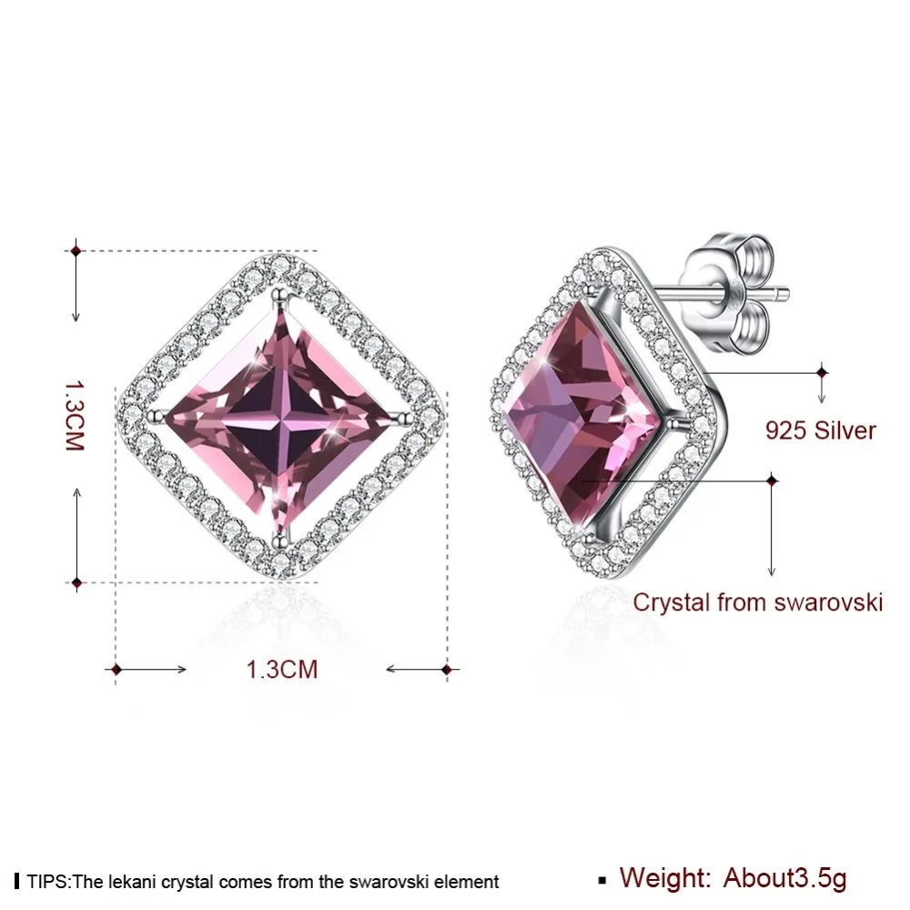LEKANI/серьги-гвоздики с кристаллами Swarovski квадратные серьги-гвоздики из красного и
