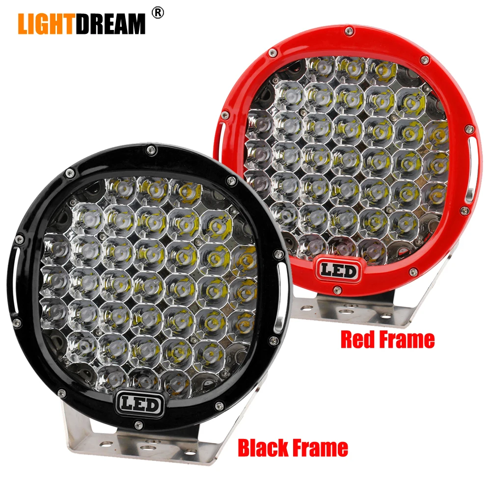 185W led work light 9" inch Round 37 LEDs Roof Driving Headlight 4x4 Led Off Road Spotlights Black Red Led Work Lights x1pc