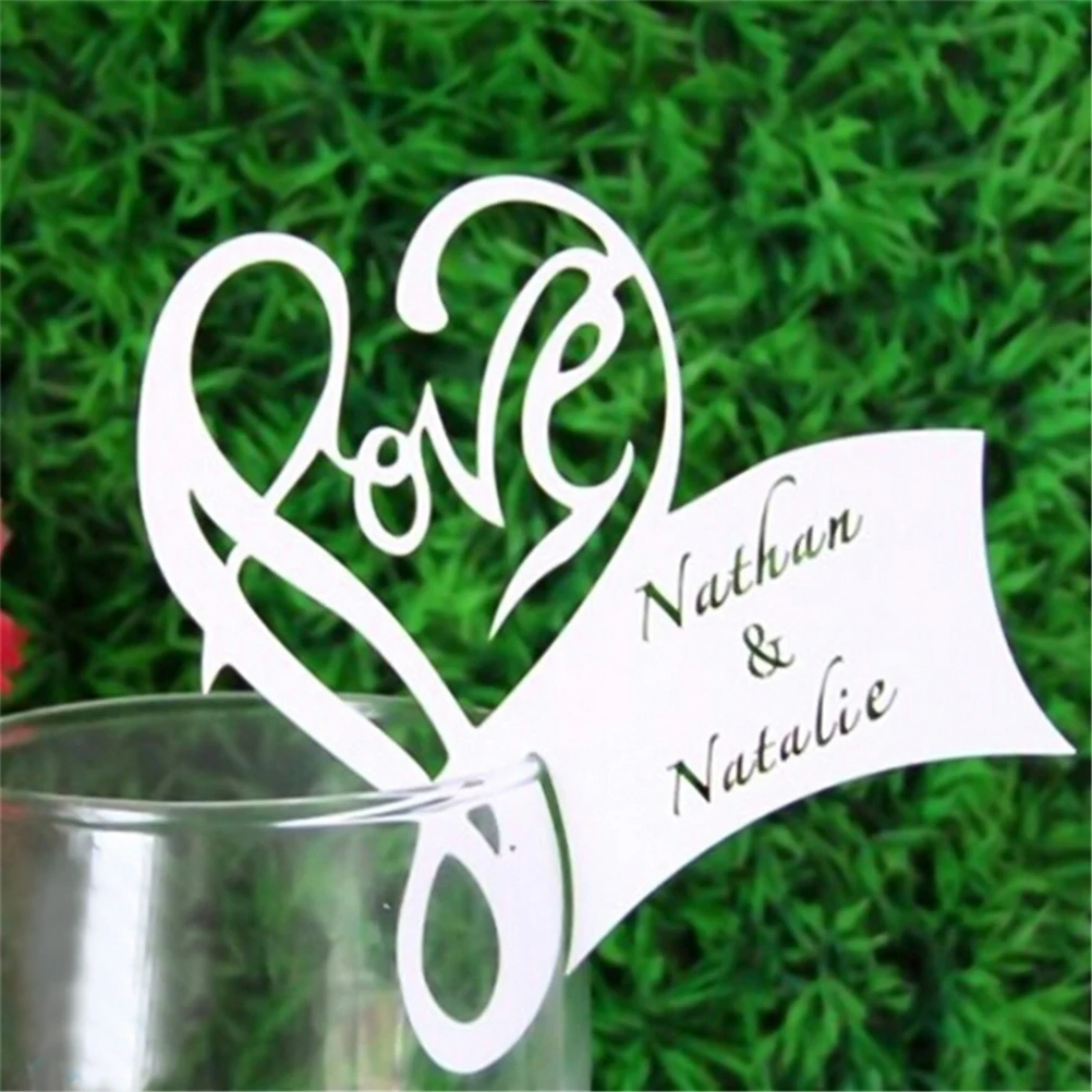 50 шт./лот Любовь Сердце Место эскорт стол отметка вино бокал название карточка