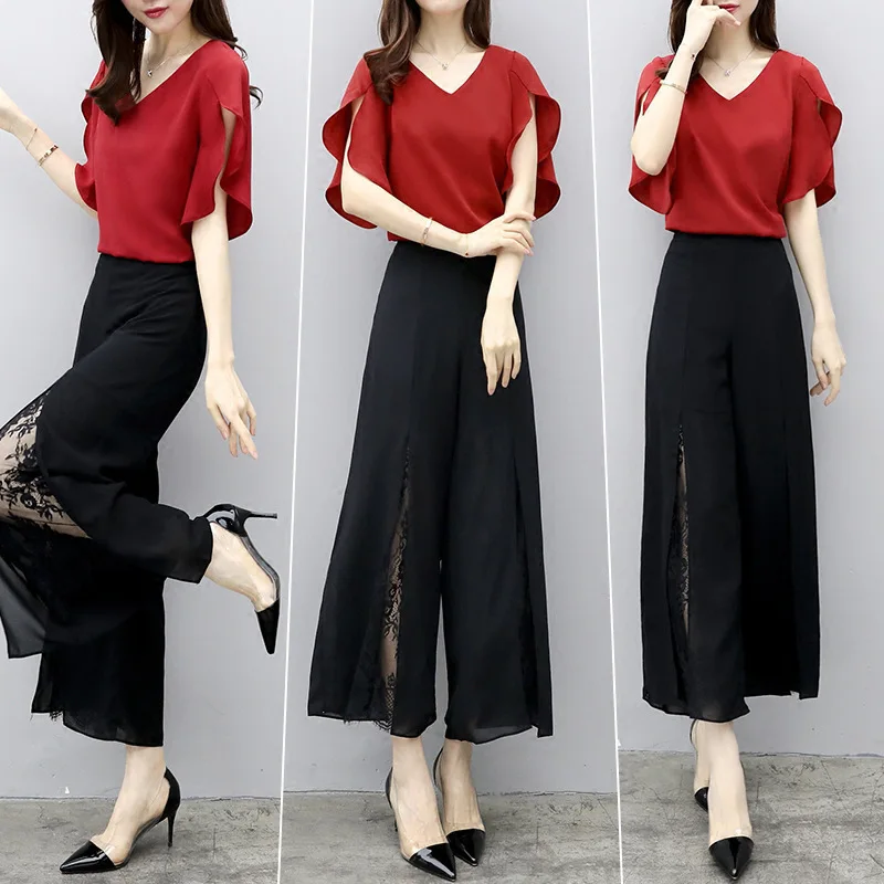 

Элегантный женский летний костюм, женский комплект 2 шт., pantalon taille haute femme, Женский костюм с поясом, комплект из топа и штанов, Украина