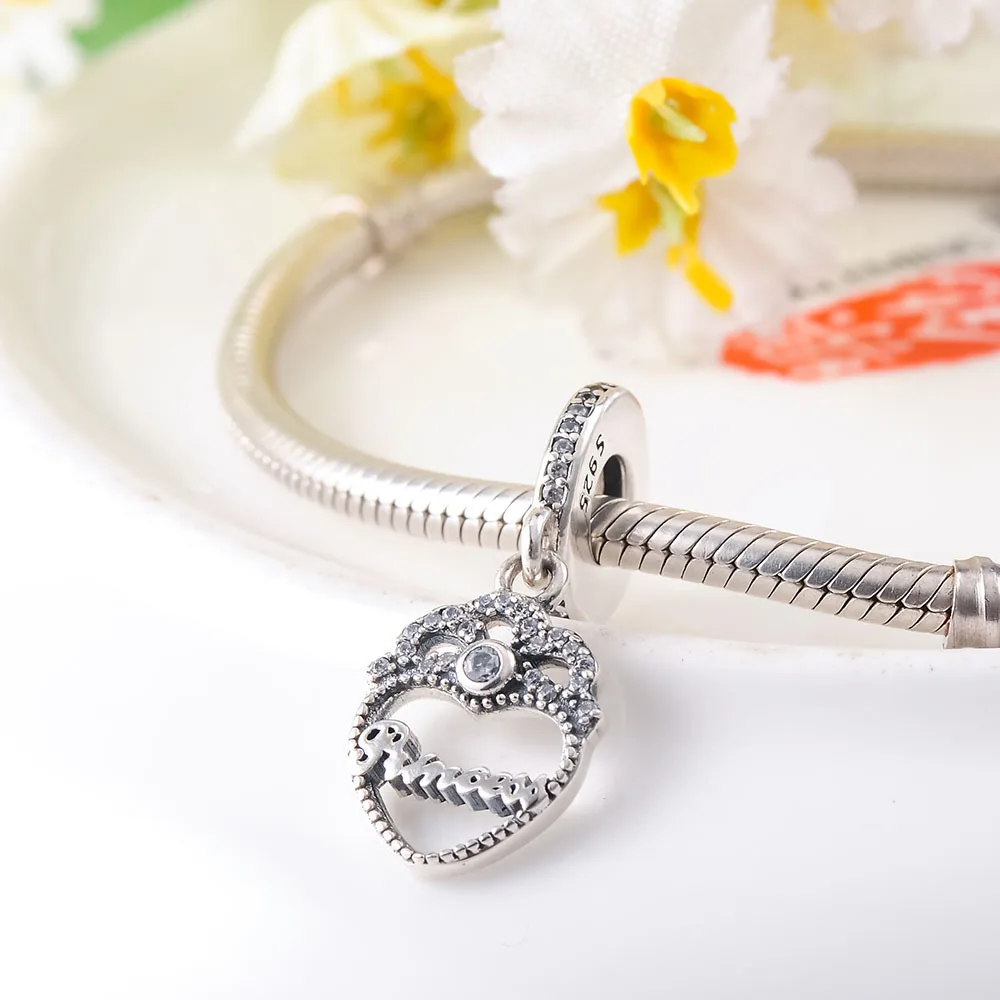 Devolove 925 пробы серебро Princess Crown сердце с AAA CZ бисера подходят оригинальный Pandora