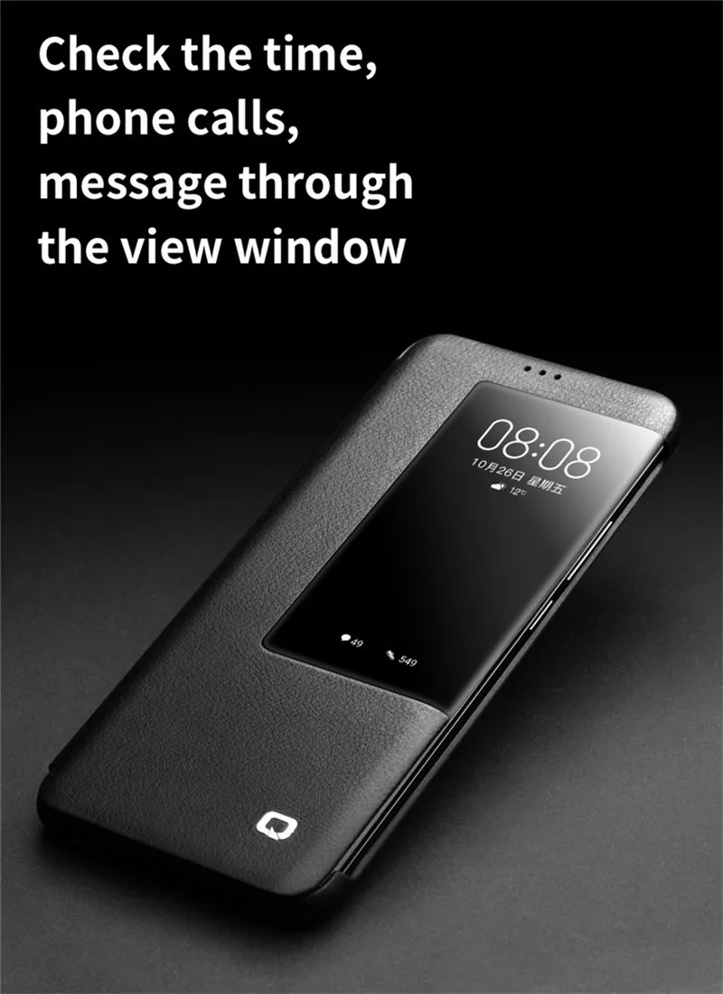 QIALINO роскошный флип-чехол из натуральной кожи для huawei mate 20, Стильный Ультратонкий чехол ручной работы с умным обзором для mate 20 Pro