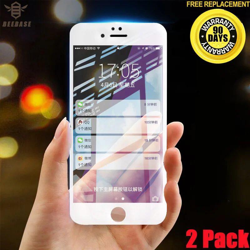 [2 шт] защитное закаленное стекло для iPhone 7 6 6s 8 Plus X защита экрана полное покрытие