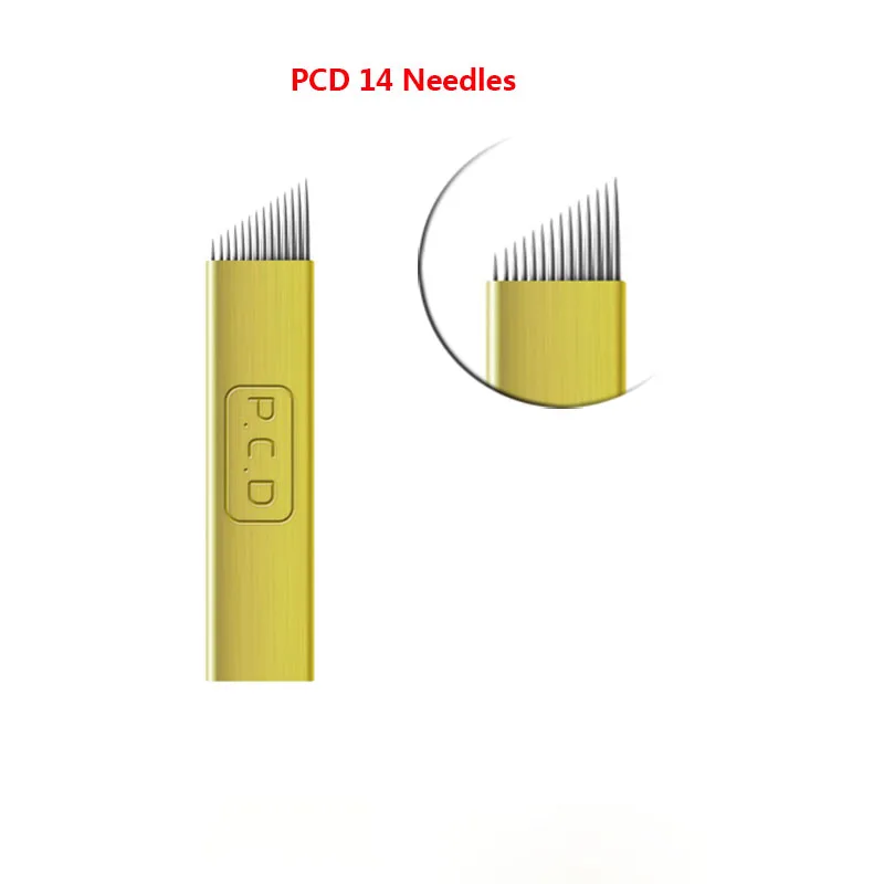 

Hot 500pcs PCD Microblading Needle 14 pin pcd Lamina Tebori 14 Hard Flex Microblading 14 Prong Flat Permanent Makeup Supplies