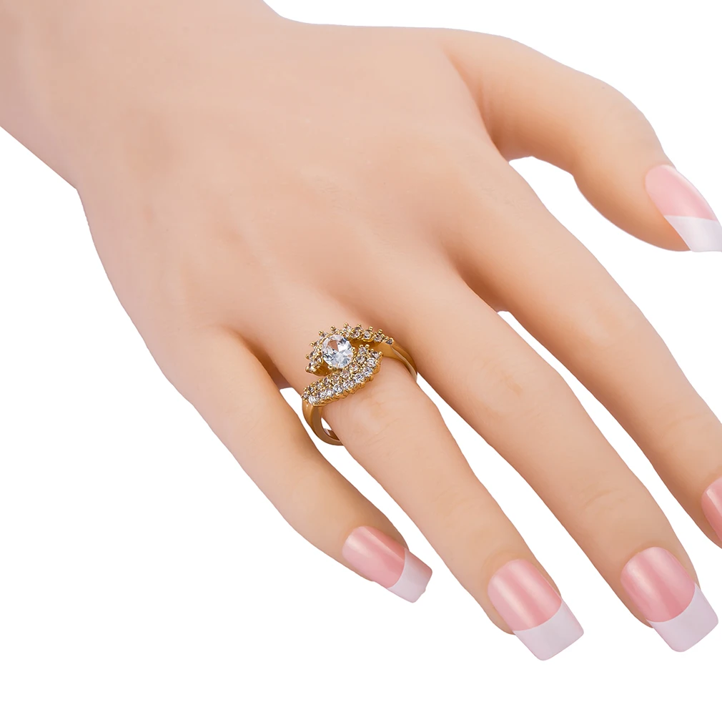 Золотой Цвет в Шахматном Порядке Романтические Обручальные Кольца Для Женщин