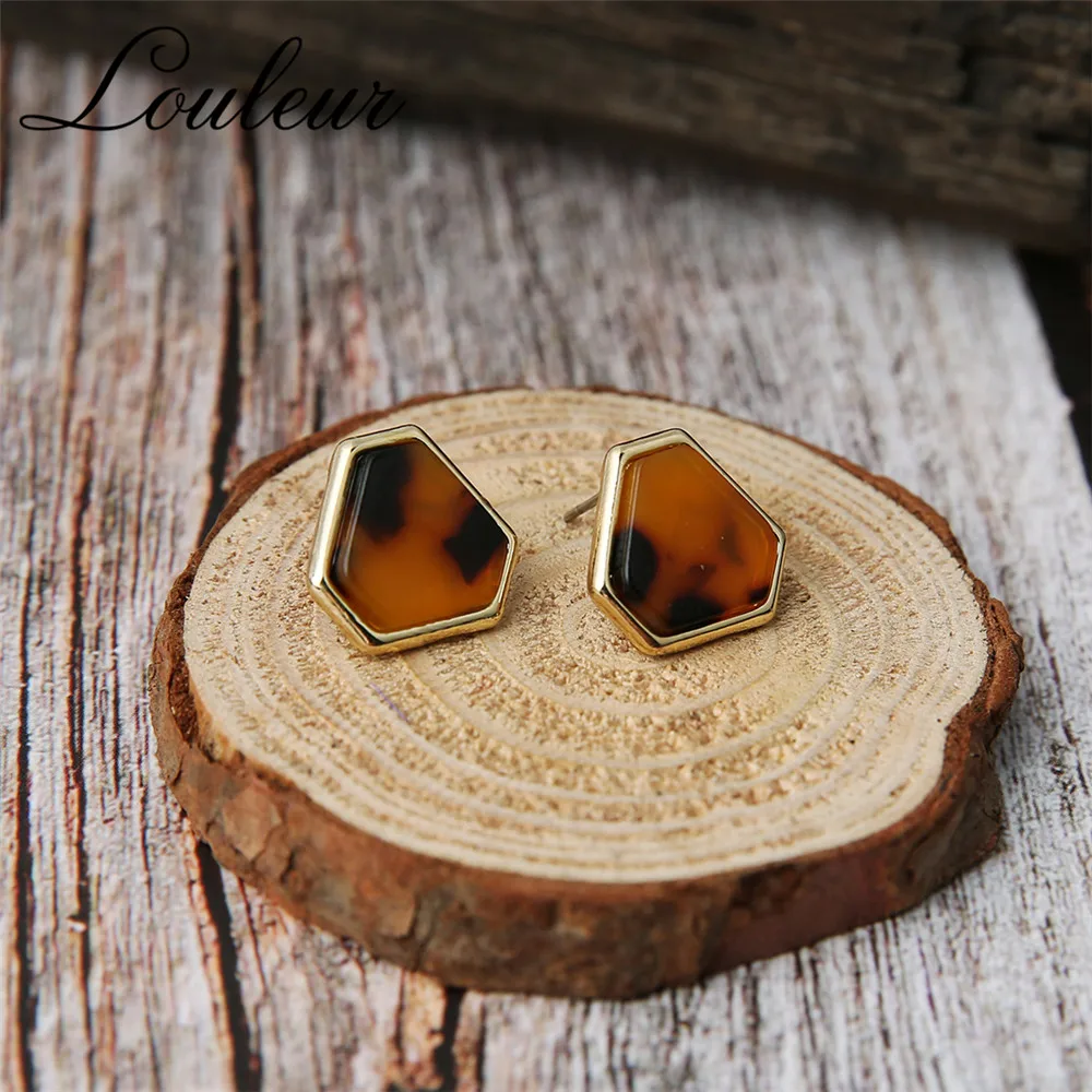 Louleur 2019 New Fashion Acrylic Leopard Stud Earrings Geometric Ladies Statement For Women Girl Party Jewelry | Украшения и
